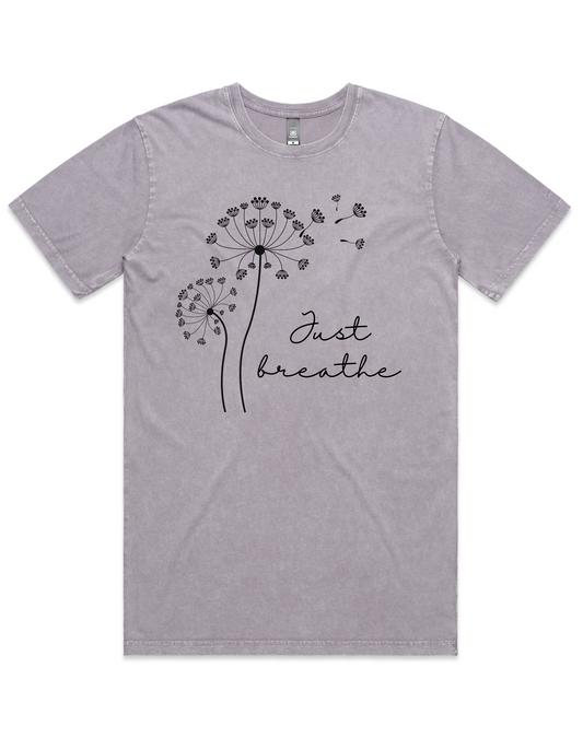 Dandelion Just Breathe - Stonewash Staple Tee